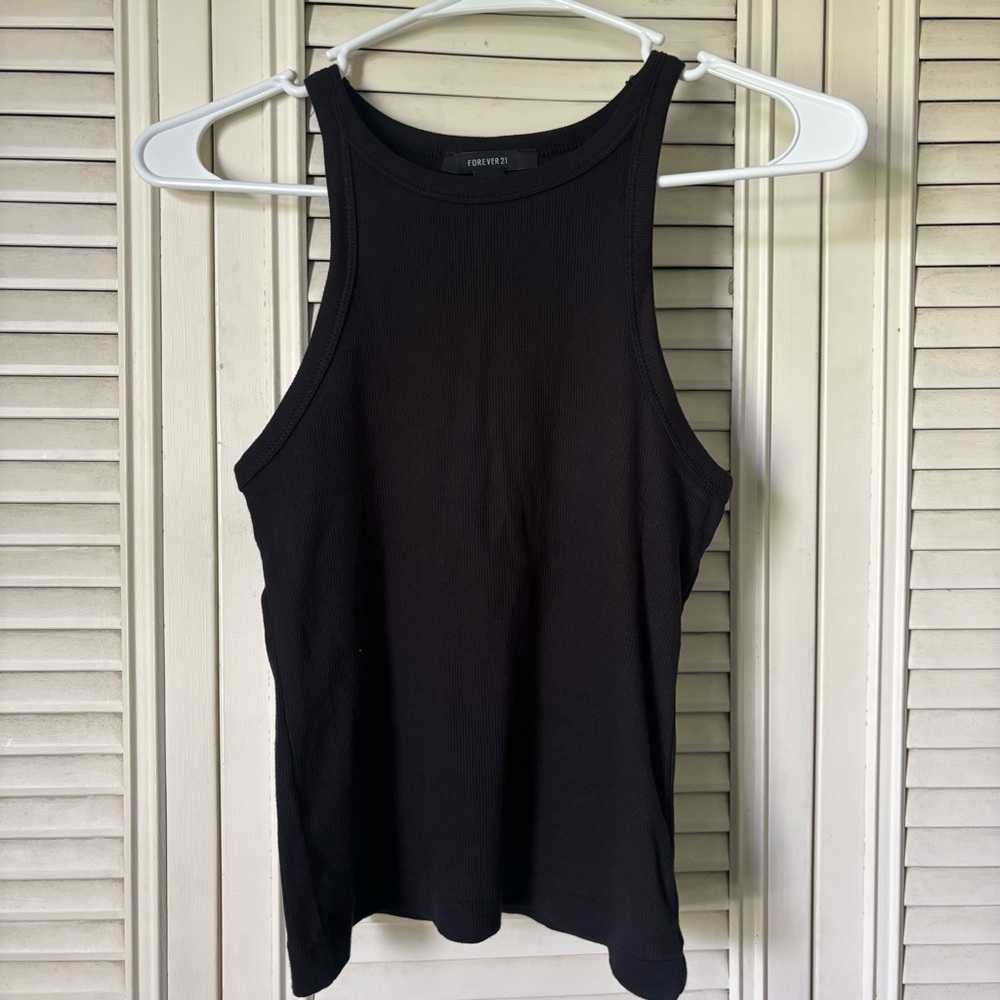 Forever 21 Small Black Ribbed Tank Top